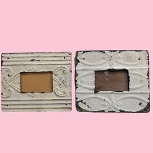 Pair of off-white Dryads Dancing corrugated tin frames 10 x 12 for 4 x 6 photo